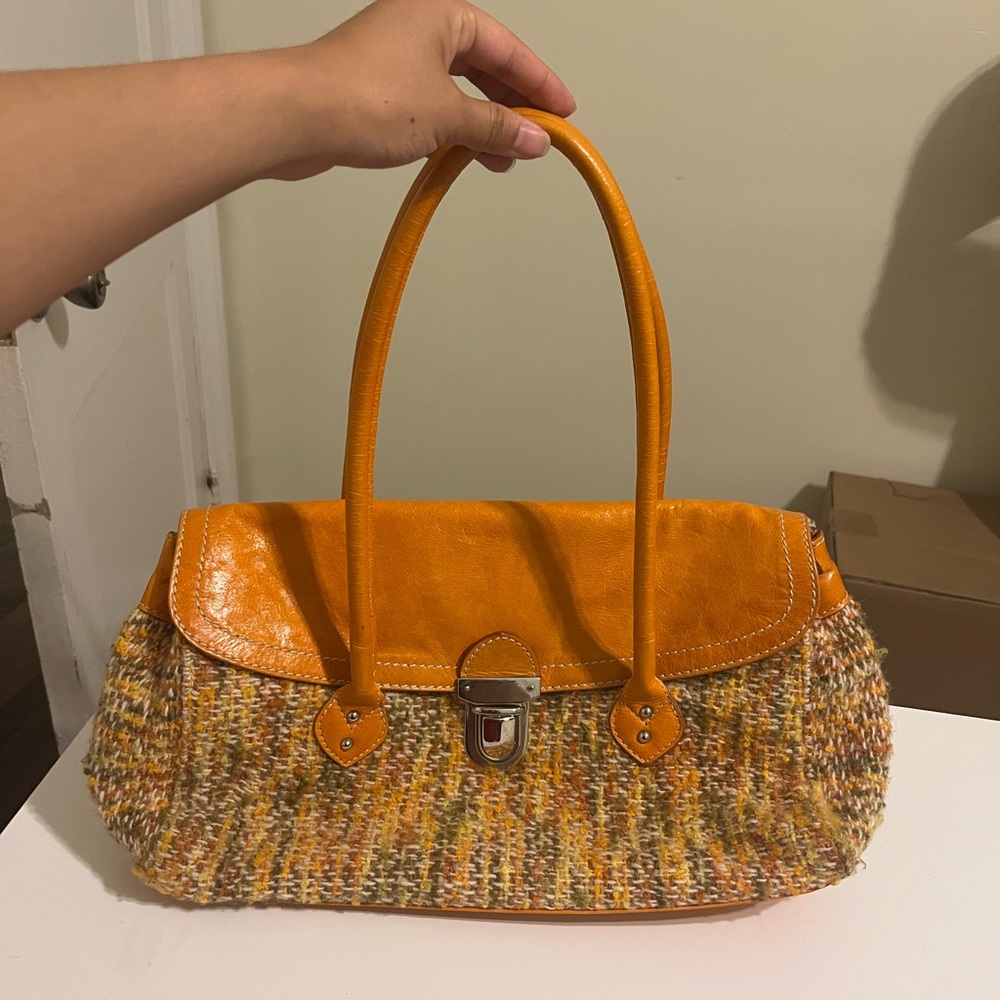 Vintage Orange Tweed Handbag Made in Italy